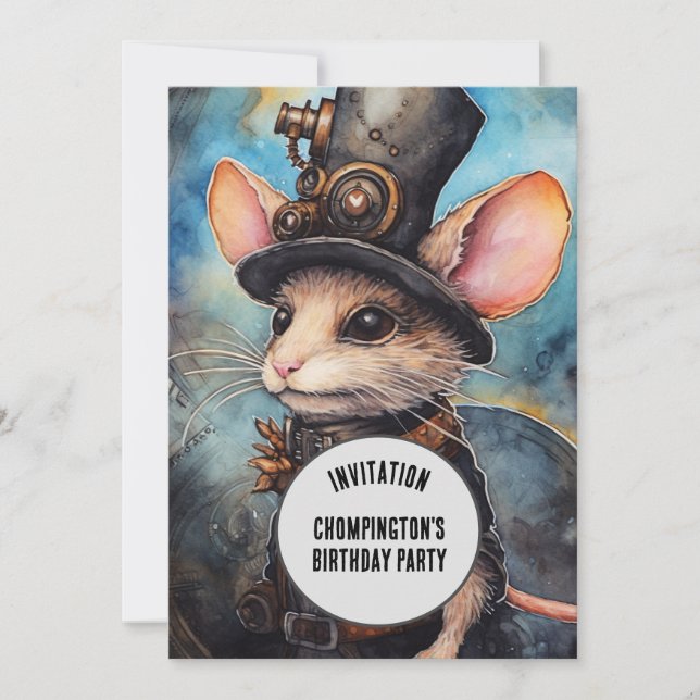 Invitación Chompington Steampunk Animal Custom name (Anverso)
