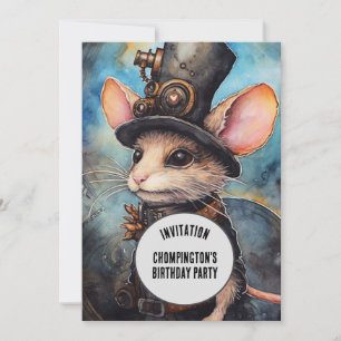 Invitación Chompington Steampunk Animal nombre personalizado