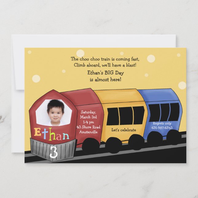 Invitación Choo Choo expreso - fiesta de cumpleaños de la (Anverso)