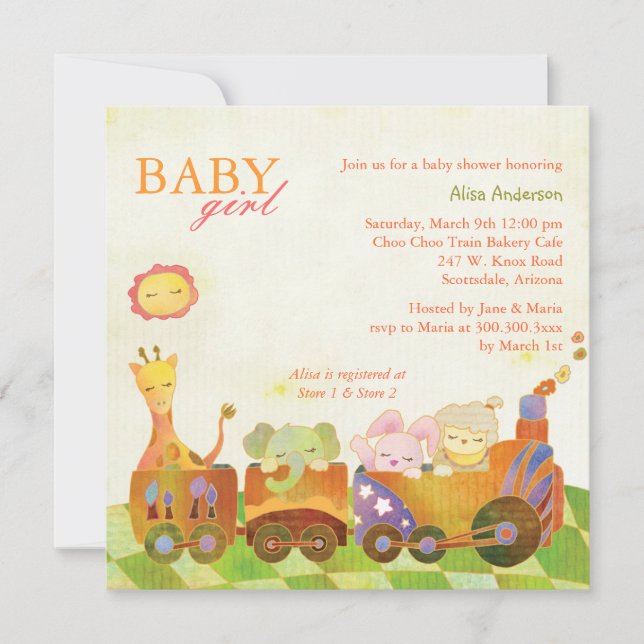 Invitación Choo Choo Train Baby Baby Shower (Anverso)