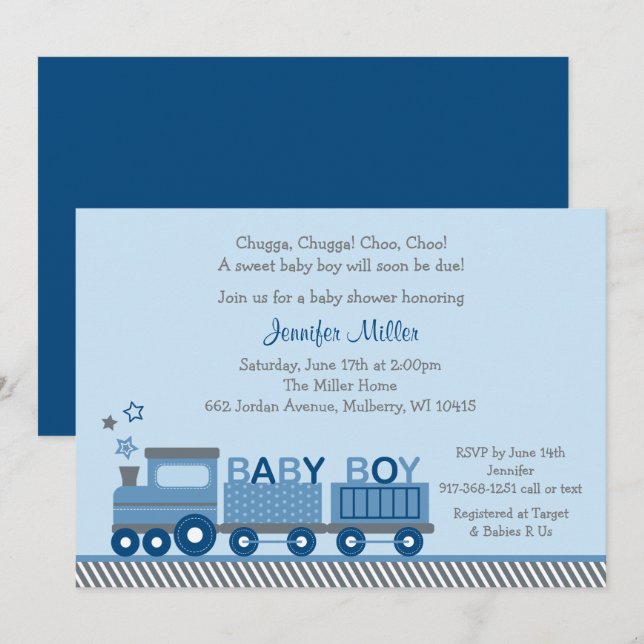 Invitación Choo Choo Train Baby Shower (Anverso / Reverso)