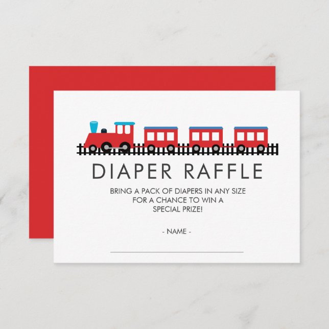 Invitación CHOO CHOO TRAIN Baby Shower Diaper Raffle Ticket (Anverso / Reverso)
