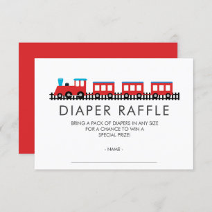 Invitación CHOO CHOO TRAIN Baby Shower Diaper Raffle Ticket