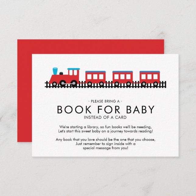 Invitación CHOO CHOO TREN Baby Shower Book for Baby (Anverso / Reverso)