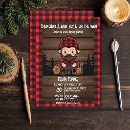 Invitación ¡Chop Chop! Rustic Lumberjack Flannel Baby Shower