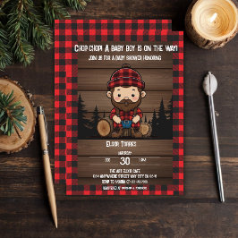 Invitación ¡Chop Chop! Rustic Lumberjack Flannel Baby Shower