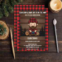 Invitación ¡Chop Chop! Rustic Lumberjack Flannel Baby Shower