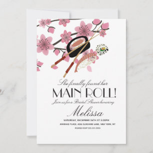 Invitación Chopsticks Roll Sushi Ducha de Novias en Japón