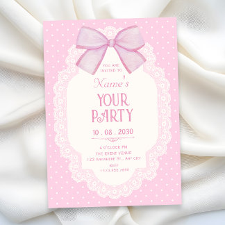 Invitación Choquette con lazo rosa