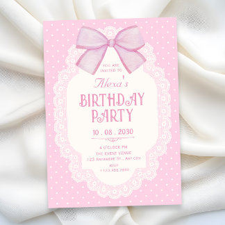 Invitación Choquette cumpleaños con lazo rosa