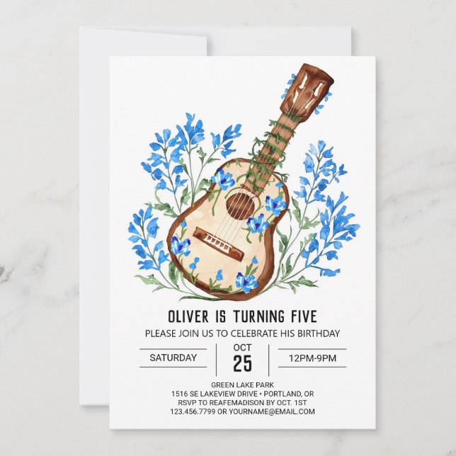 Invitación Chord Music Magic Guitar Boy Cumpleaños (Anverso)