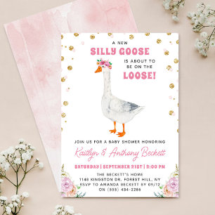 Invitación Chorlitejo Rosa Aquarela Fiesta de Bebé Niña