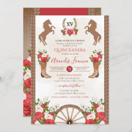 Invitación Chorra de flor roja occidental rusa Charra Quincea
