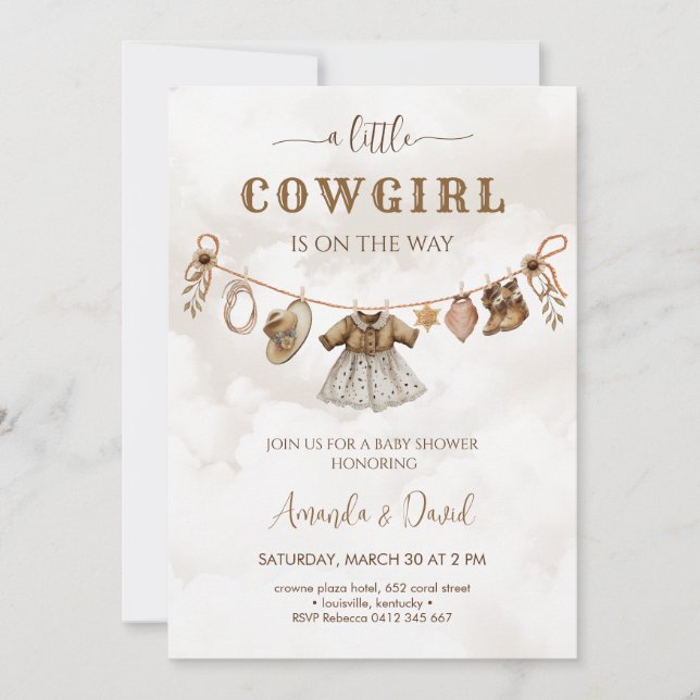 Invitación Chorra Marrón Occidental Ducha para bebé (Anverso)