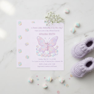 Invitación Chorre de Mariposa de Ensueño Lila Púrpura para Ba