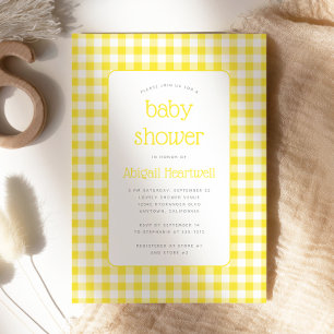 Invitación Chorreada Amarilla de Cuadros Baby Shower