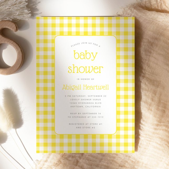 Invitación Chorreada Amarilla de Cuadros Baby Shower (Subido por el creador)