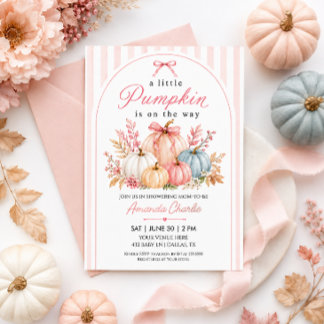 Invitación Chorreada de Bebé de lazo Rosa de Calabaza
