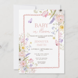 Invitación Chorreada de bebé de primavera y verano en flor 