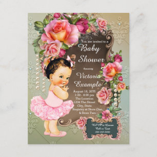 Invitación Chorreada de Bebé de Rosa Perla Tutu