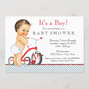 Invitación Chorreada de Bebé en Triciclo