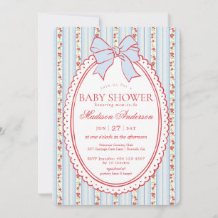 Invitación Chorreada de Bebé Floral Antiguo Morado Pastel Ele