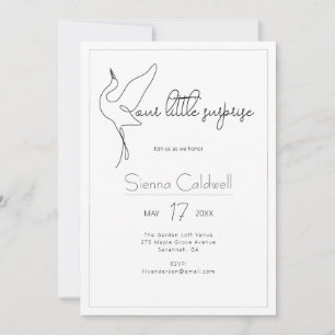 Invitación Chorreada de bebé neutra minimalista de cigüeña