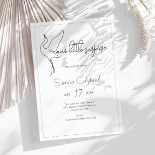 Invitación Chorreada de bebé neutra minimalista de cigüeña