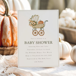 Invitación Chorreada de bebé otoñal vintage de calabaza y coc
