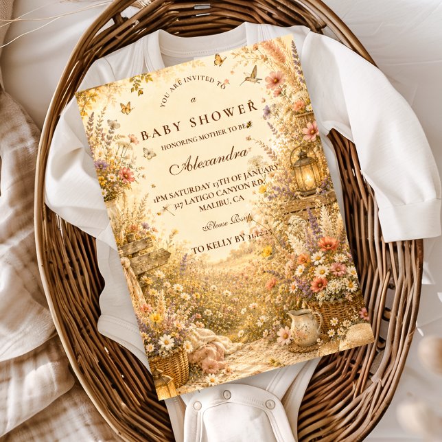Invitación Chorreada de Bebé Silvestre Boho (Subido por el creador)