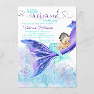 Invitación Chorreada de Bebé Sirena Morena