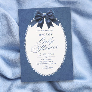 Invitación Chorreada de bebé vintage elegante de terciopelo a