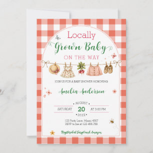 Invitación Chorreada de Cuadrillé Coquette para Baby Shower