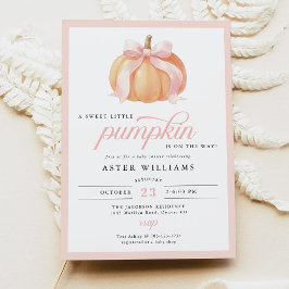 Invitación Chorreada de Cumpleaños de Calabaza con Lazo Rosa
