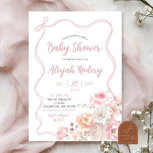 Invitación Chorreada de Flor de Rosa Baby Shower