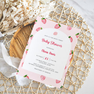 Invitación Chorreada De Fresa Moderna Para El Bebe