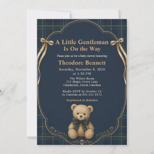 Invitación Chorreada de osito de cuadros