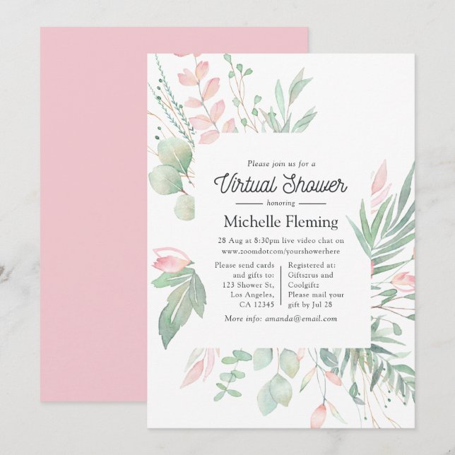 Invitación Chorreada De Pastel Verde Virtual Baby Shower (Anverso / Reverso)