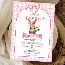Invitación Chorreada de Rosa Coquette Pequeño Conejo Baby Sho