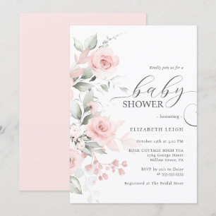 Invitación Chorreada De Rosa Elegante Para Baby Shower 
