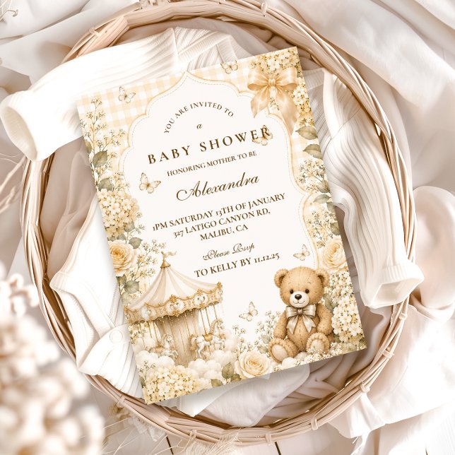 Invitación Chorreada Fiesta de Bebé de Oso Marrón (Subido por el creador)