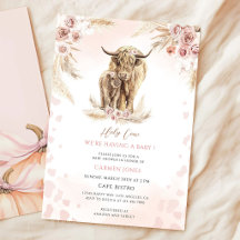 Chorreada Floral Boho Highland Vaca Baby Shower