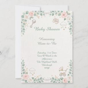 Invitación Chorreada Floral de Baby Shower de Conejo