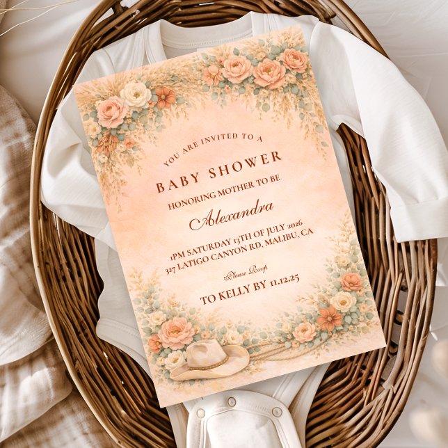Invitación Chorreada Floral de Shower de Bebé (Subido por el creador)