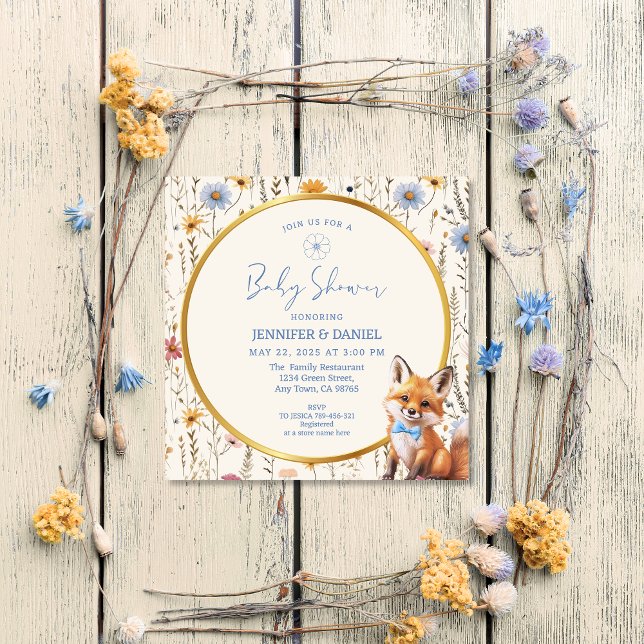 Invitación Chorreada Floral de Zorro para Niña (Subido por el creador)
