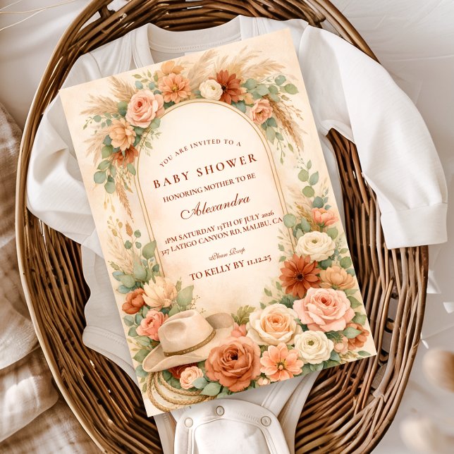 Invitación Chorreada floral occidental para baby shower (Subido por el creador)