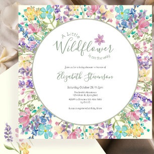 Invitación Chorreada Floral Pequeña Fiesta de Baby Shower Sil