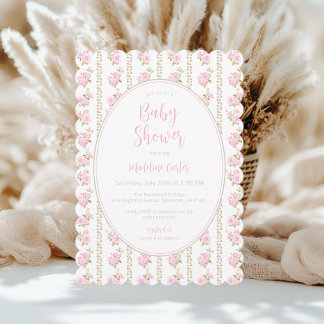 Invitación Chorreada Floral Rosa Baby Shower