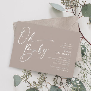 Invitación Chorreada Moderna Neutral Oh Baby Shower