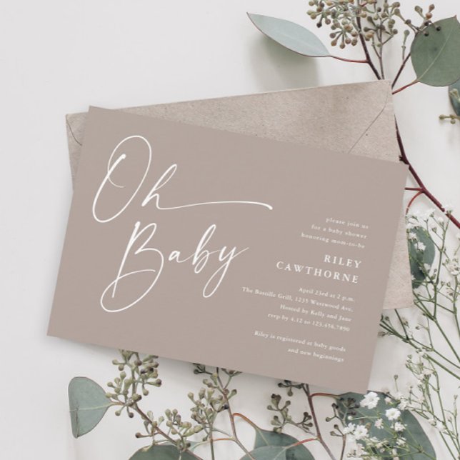 Invitación Chorreada Moderna Neutral Oh Baby Shower (Subido por el creador)